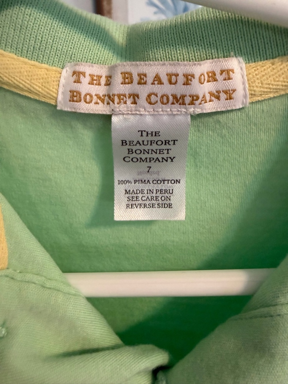 Boys The Beaufort Bonnet Company Mint Green Cotton Top with Yellow Trim